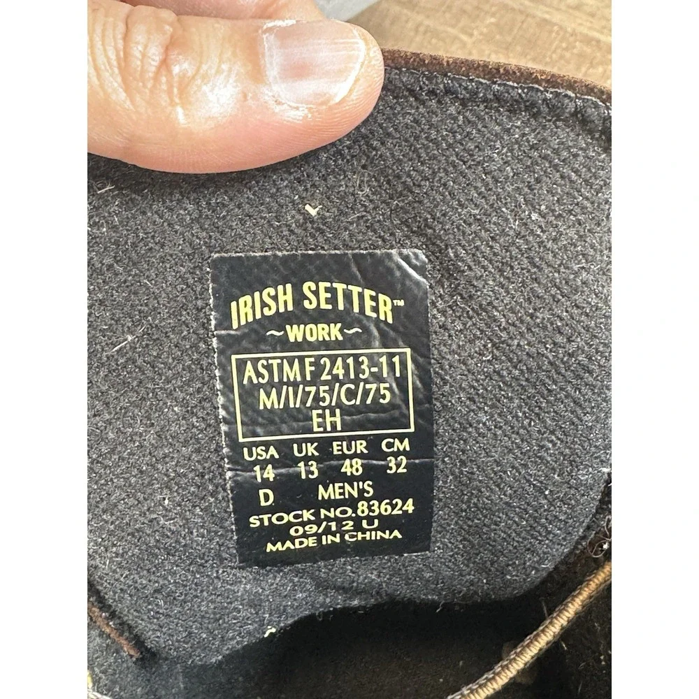 Red Wing Irish Setter Steel Toe Ultra Dry Oil Resistant Work Boots Men's 14‎